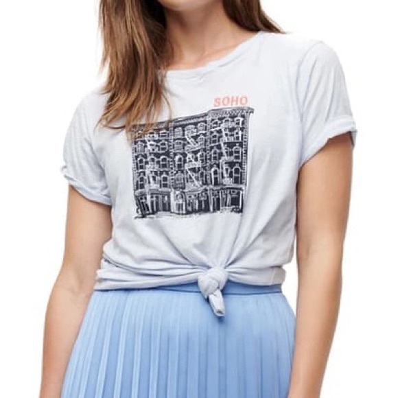 J. Crew Tops - J Crew Soho New York T Shirt Small S Slub Cotton Blue Crew Neck Top NYC